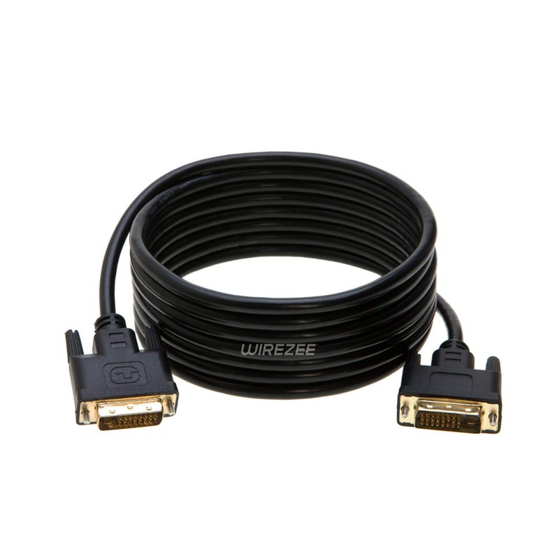 WireZee DVI-D Dual Link Cable 25FT Male to Male, 5Gbps, Black - Image 1